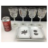 4 verres Libbey silver foliage, années '60, et