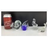 4 figurines animales, en verre soufflé