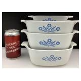 4 plats Corning Ware cornflower