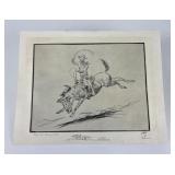 Ace Powell Etching Bucking Bronc