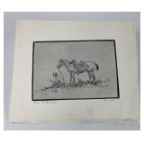 Ace Powell Etching Cowboy and Horse