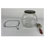 Sellars Hoosier Sugar Jar w/ Lid and Stand