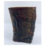 Chinese Carved Ox Horn Brush Pot