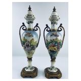 Pair of Antique Chinese Export Pottery Urns
