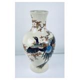 Large Antique Japanese Meji Period Peacock Vase