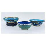 Lot of 3 Antique Chinese Cloisonné Bowls