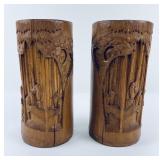 Pair of Antique Chinese Bamboo Brush Pots