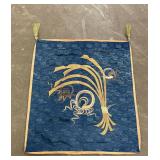 Antique Chinese Silk Wall Hanging Flaming Pearls