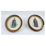 Pair of Mandarin Chinese Man Woman Lithographs