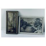 Pair of Antique Silk Embroidered Pictures