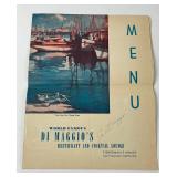 Joe DiMaggio Restaurant Menu SF California Signed