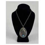 Navajo Turquoise Coral Sterling Silver Necklace