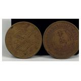 Pair of Republic of China Ten 10 Cash Coins