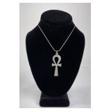 Vintage Sterling Silver Egyptian Ankh Necklace