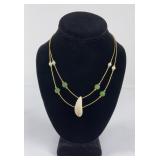 Alaskan Fossil Walrus Tooth and Jade Necklace
