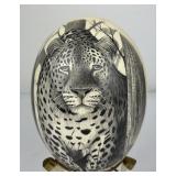 Scrimshaw Leopard Ostrich Egg