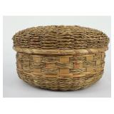 Penobscot Indian Lidded Sweetgrass Ash Basket