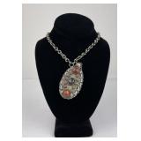 Tibetan Silver Perfume Snuff Bottle Agate Necklace