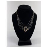 Navajo Sterling Silver and Jet Necklace
