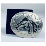 Native American Indian Sterling Horse Belt Buckle