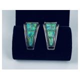 Zuni Opal Inlaid Sterling Silver Watch Band Tips