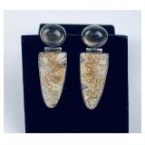 Navajo Sterling Silver Agate Earrings