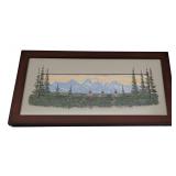 Guy Rowbury Indian Camp Montana Gouache