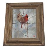 Krista Eaton Cozy Cardinals Oil on Canvas