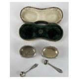 Cased Pair of English Silver Salt Cellar Dishes