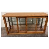 Antique Oak Sliding Door Display Cabinet