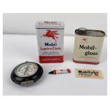 Lot of Mobil Oil Cans Tire Gauge