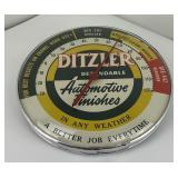 Ditzler Glass Bubble Advertising Thermometer