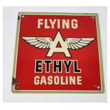Flying A Ethyl Gasoline Porcelain Pump Plate Sign