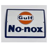 Gulf No Nox Porcelain Pump Plate Sign