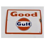 Good Gulf Oil Gas Pump Plate Sign Porcelain