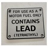 Tetraethyl Lead Porcelain Pump Plate Sign
