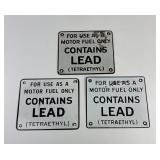 3 Tetraethyl Lead Porcelain Pump Plate Sign