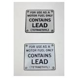 2 Tetraethyl Lead Porcelain Pump Plate Sign