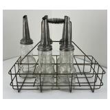 Group of 5 Sohio Motor Oil Bottles and Carrier