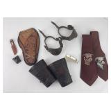 Group of Miles City Cowboy Spurs Gauntlets Ties