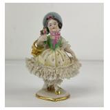 Antique Dresden Porcelain Lady in Lace Figurine