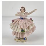 Antique Dresden Porcelain Lady in Lace Figurine