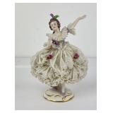 Antique Dresden Porcelain Lady in Lace Figurine