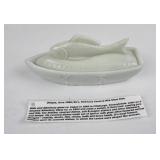 Atterbury Milk Glass Fish Butter Dish