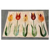 Wax Resist Kilim Persian Oriental Rug Tulips