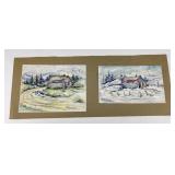 Pair of Watercolors on Board W. Hardwick