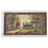 Antique Cabin in Woods Painting Signed Arkansas
