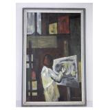Mid Century Oil on Board Painting Gable
