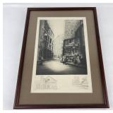 Antique French Street Scene Etching