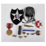 Group of WW2 US Army Patches Pins